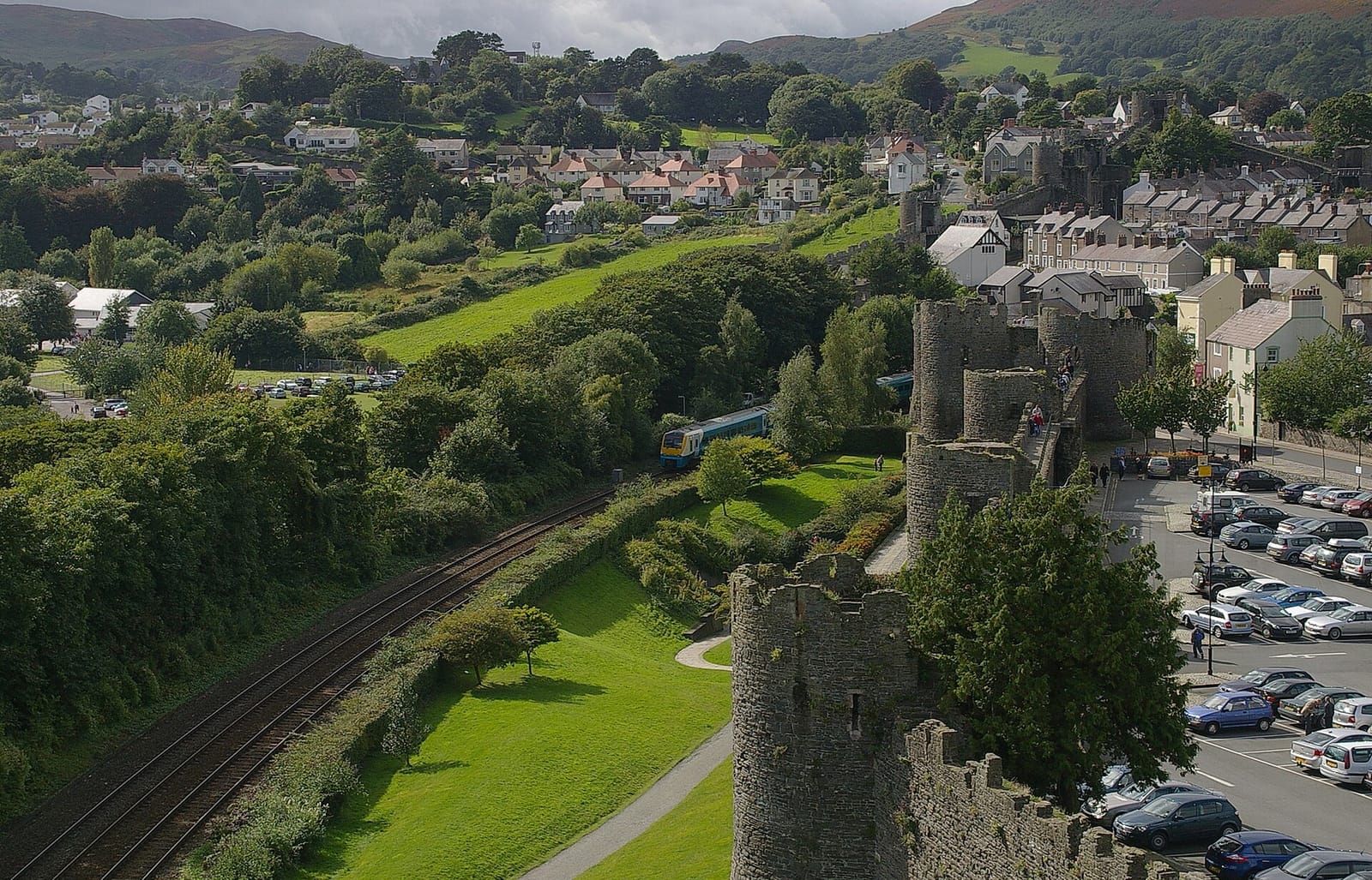 Conwy Castle and the walled town above the estuary