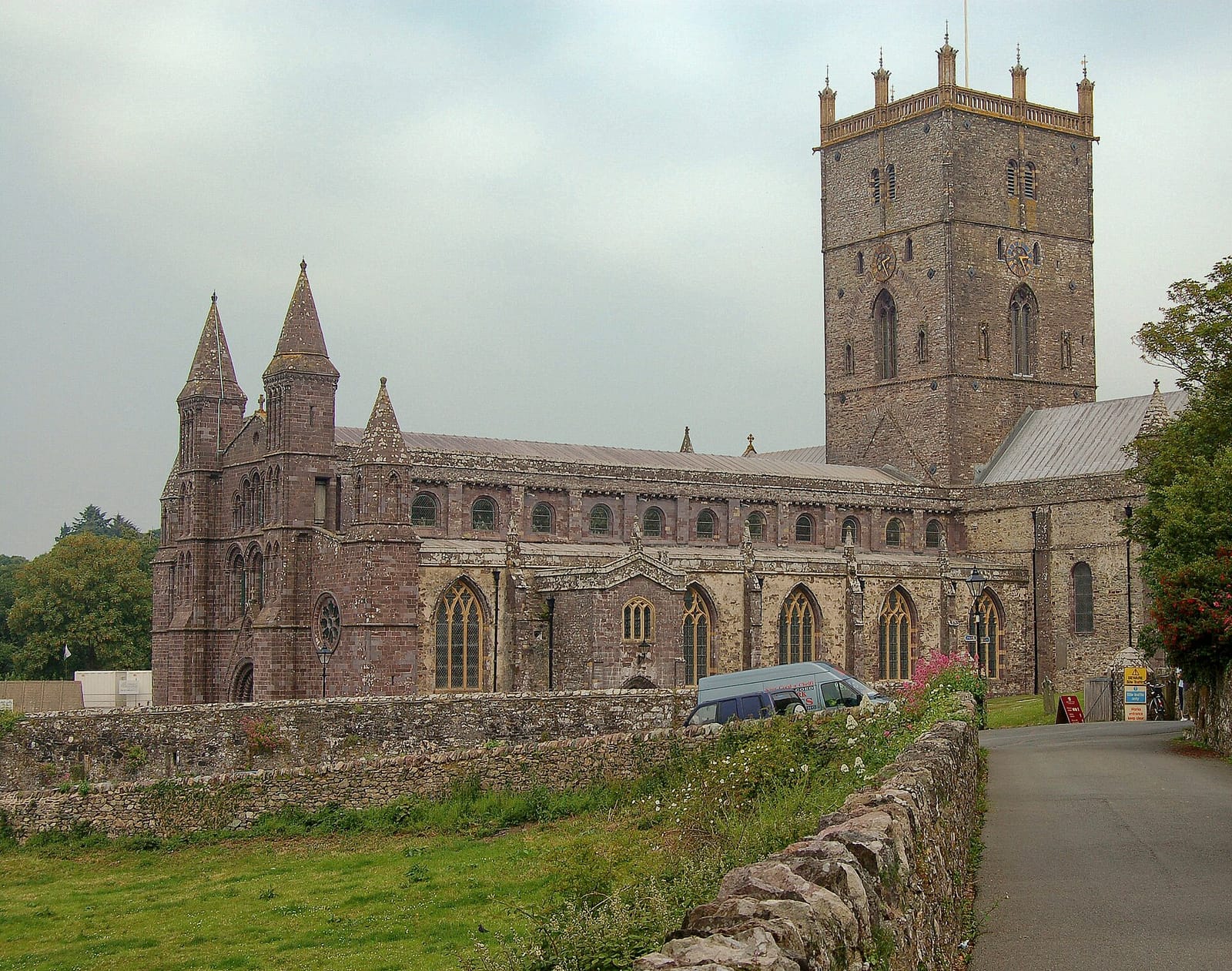 St Davids Cathedral set in its hollow in Pembrokeshire